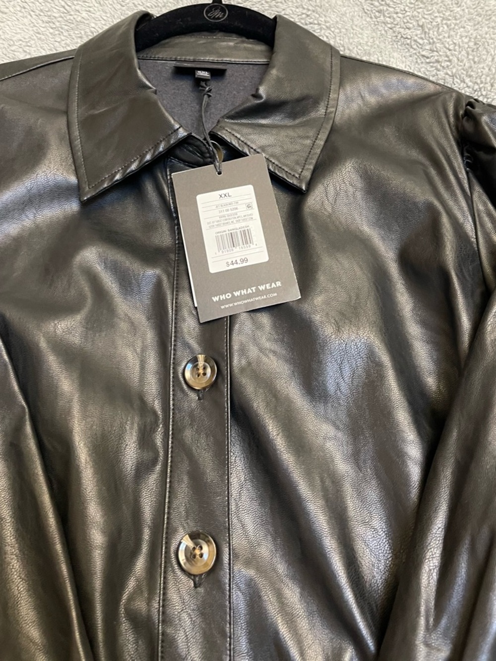 Who What Wear Black Faux Leather Button-Front Coat